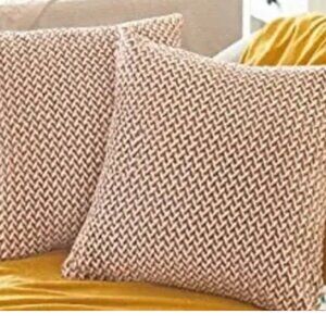 Rose Tan & white Accent Pillow Covers Plush Jacquard - set of 2